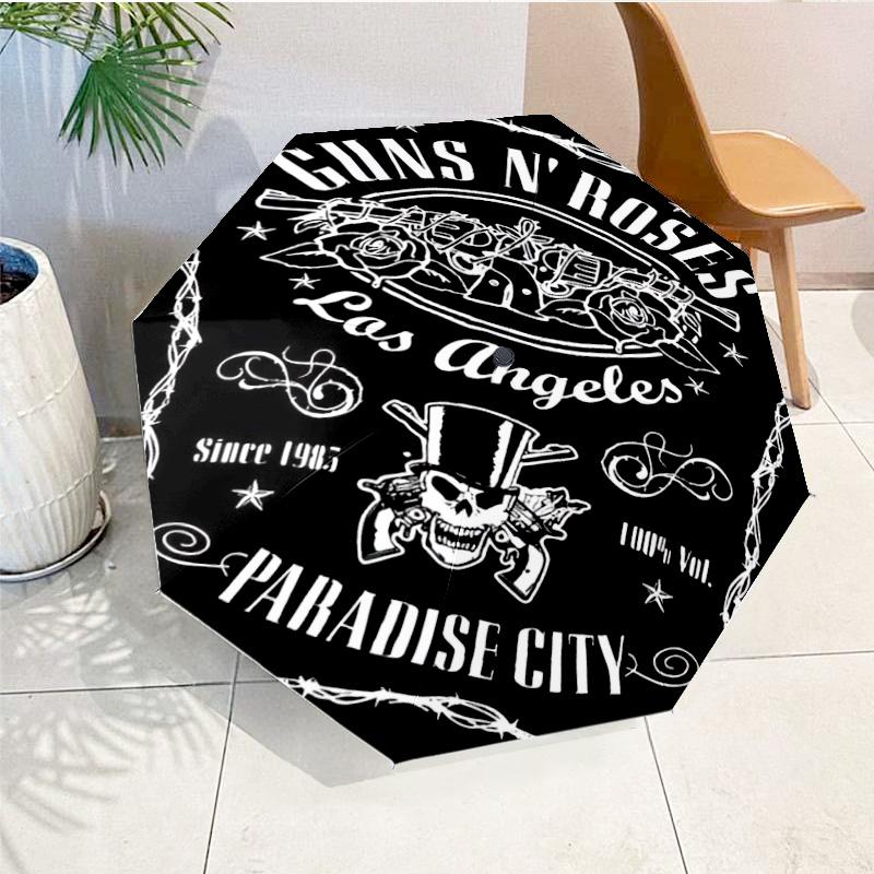 Guns Roses Fire Logo Umbrella 8-Frame for Travel, Camping, Casual Lightweight Portable Umbrella, Essential for Every Family Holidays Gift