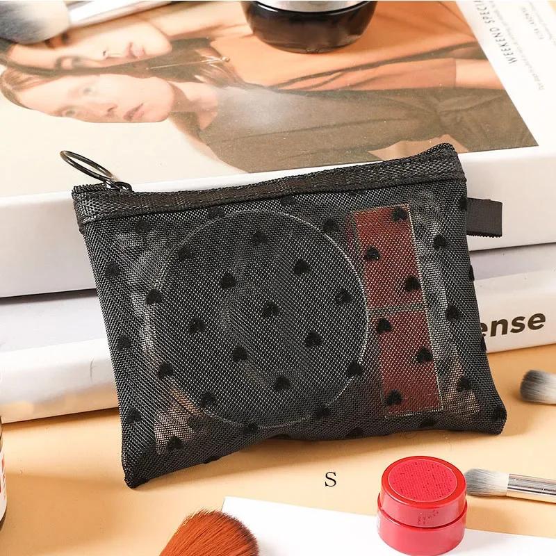 Female Make Up Pouch Portable Small Large Toiletry Beauty Case Women Mesh Cosmetic Bag Travel Storage Makeup Bag Organizer