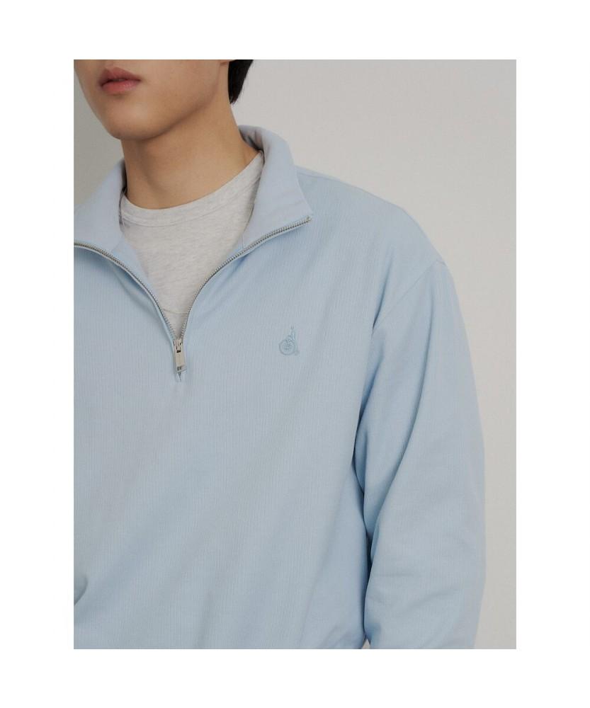 Binpolmen Textured Quarter-Zip Long Sleeve T-Shirt Sky Blue