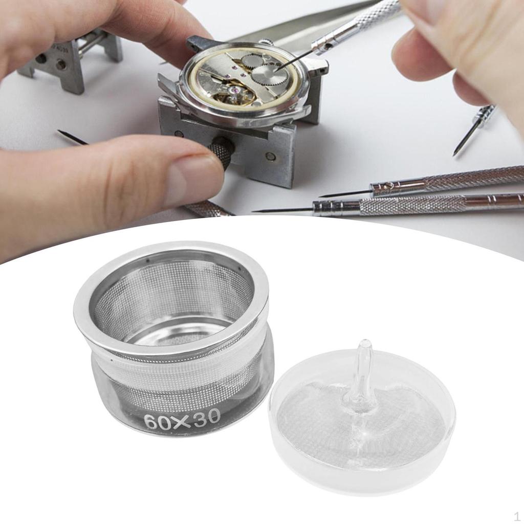 Accessories for Cleaning Watch Oil Containers with Stainless Steel Mesh And Lid, Suitable