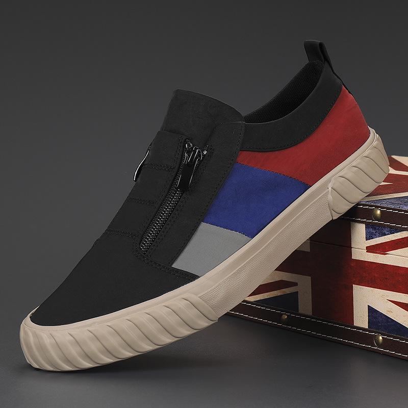 Men's Spring Canvas Zipper Shoes: Breathable, Versatile, Low-Top Sports Sneakers