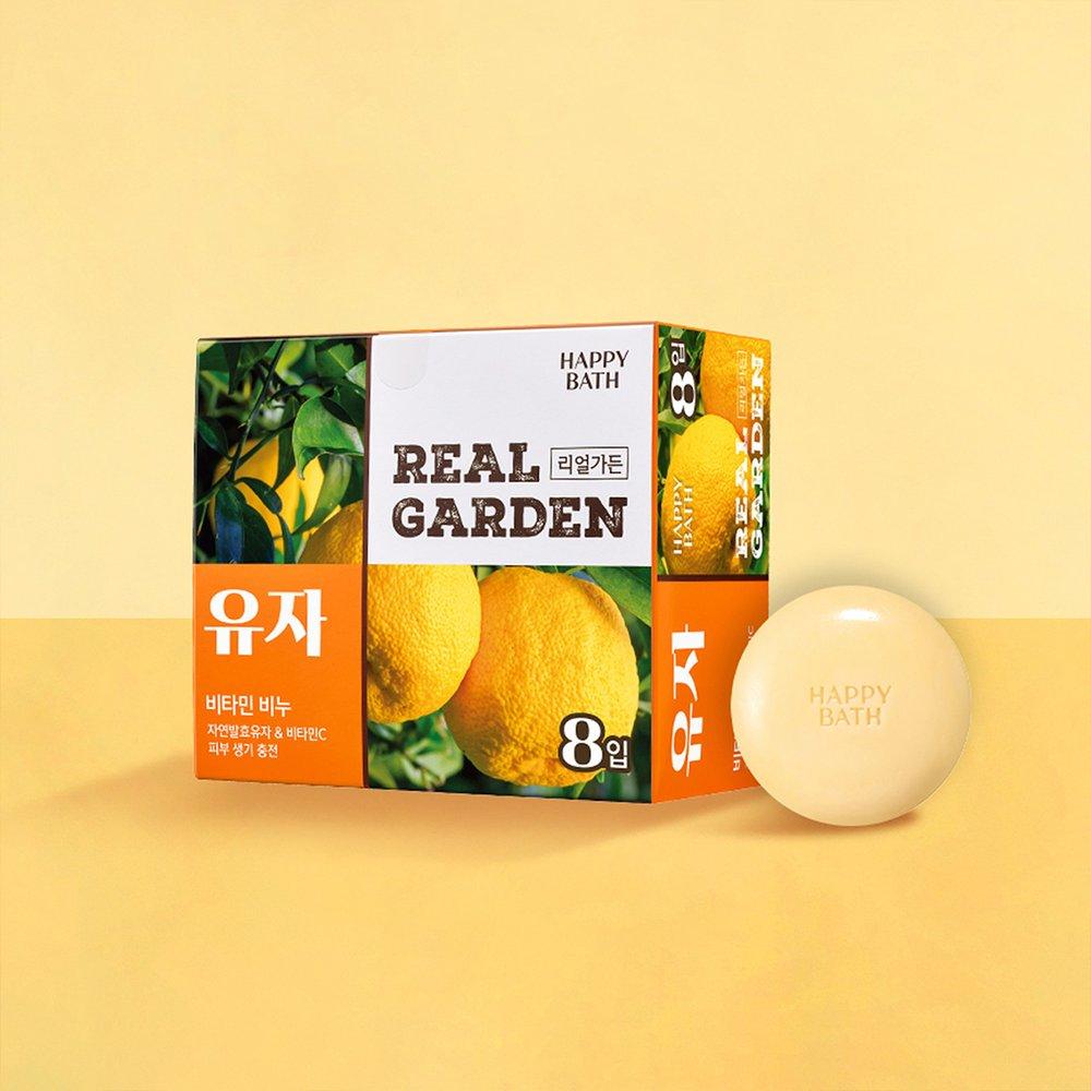 HAPPY BATH Real Garden Yuja Vitamin Soap 8-piece Set