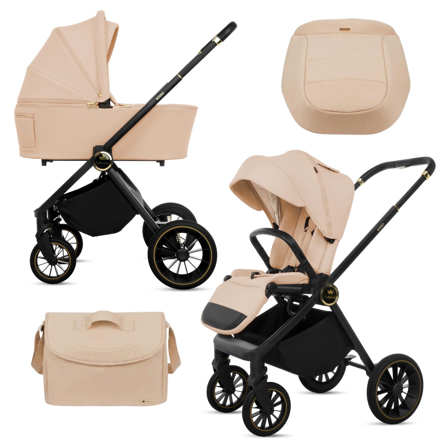 BabyLux Rosso 2v1 Kočík, Hlboká vanička, Ľahký, Skladací Set