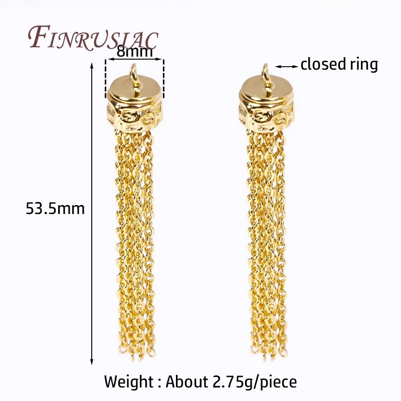 

18K Gold Plated Brass Metal Chains Tassel Charms For Earrings Jewelry Making Supplies DIY Tassel Pendant Jewelry Findings 1 pair