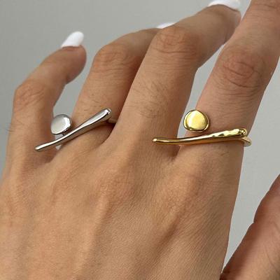 Jieding High-End Irregular Stainless Steel Exaggerated Titanium Ring - European & American Style
