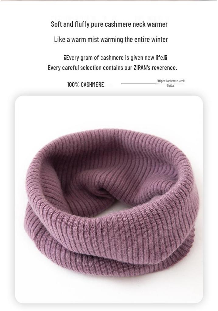 Women's 100% Pure Cashmere Neck Warmer - Versatile Solid Color Pull-On Knit Scarf