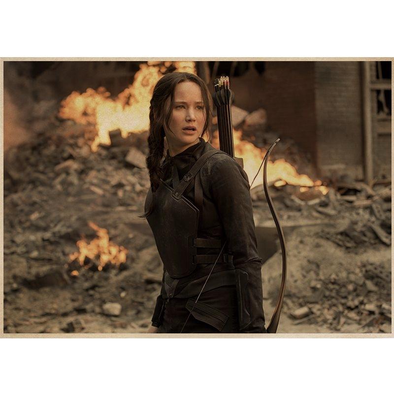 Die Tribute von Panem – Mockingjay Poster – Jennifer Lawrence als Katniss Everdeen Leinwanddruck, Vintage Kraftpapier Wandkunst Dekoration für Filmfans black
