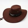 Bull Head Leather Top Hat, Ethnic Western Cowboy Hat, Retro Equestrian Hat For Men And Women