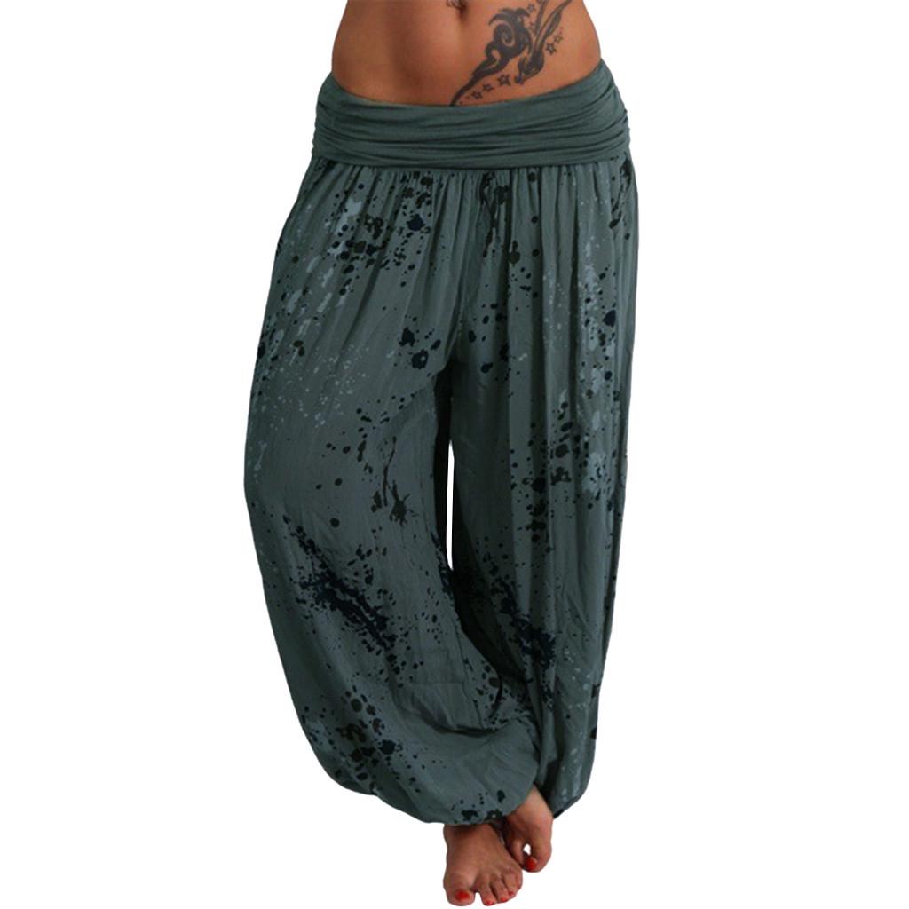 Pantaloni Casual da Donna con Stampa sulla Fascia in Vita e Gamba Larga