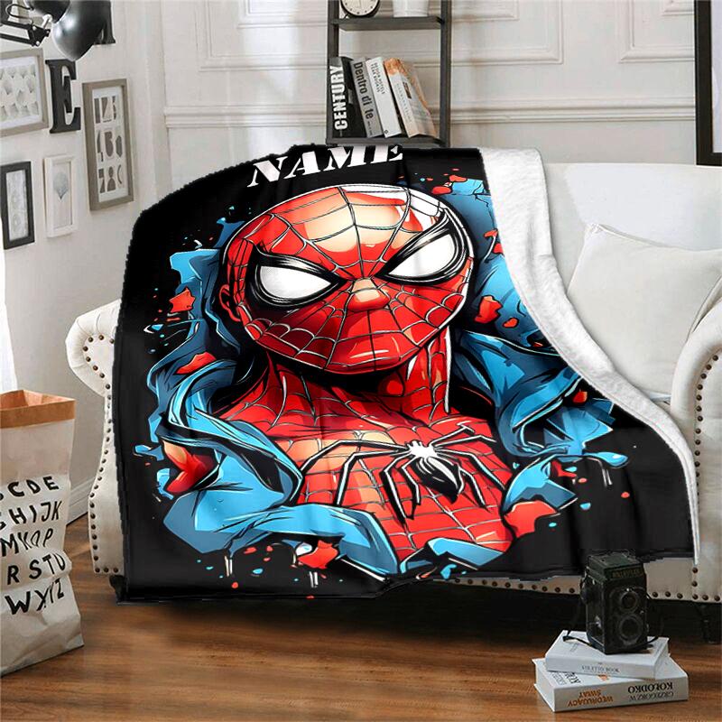 Customiz Name Personality Spider-Man Blanket Soft &Warm Sofa Office Bed Travel Lunch Break Blanket, Gift Suitable All Seasons