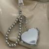 Modern Silver Heart Keychain Mirror Stylish Alloy Construction Fashionable Functional Jewelry Gift For Her Birthday