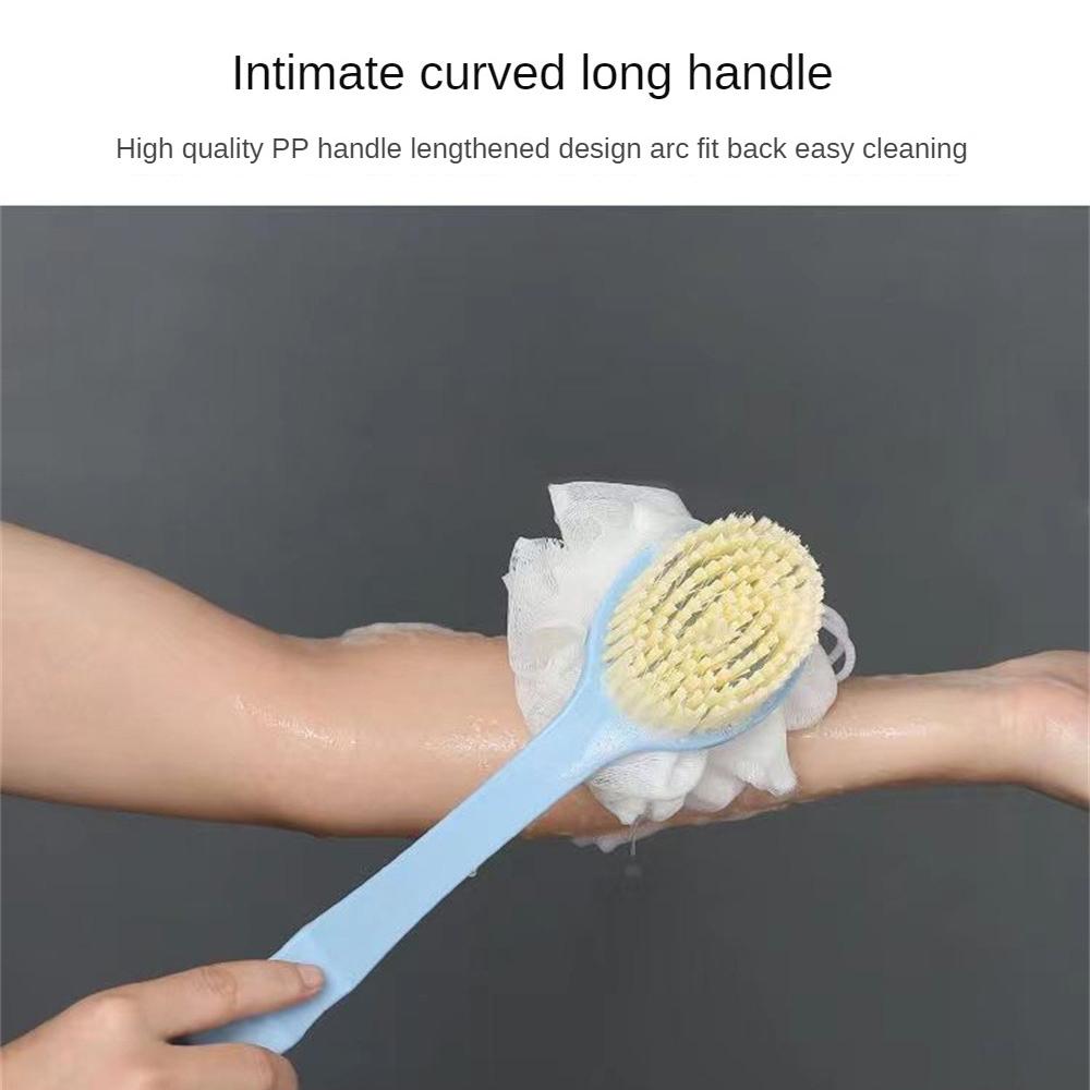 Portable Doublesided Bath Scrub Brush Long Handle Scrub Back Brush Exfoliating Brush Soft Bristles Skin Friendly Brush Back Tool