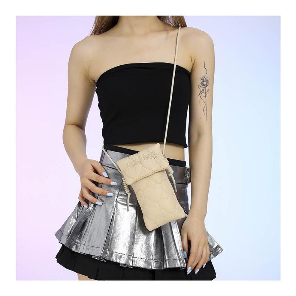 Nylon Rhombus Bag, Simple Letter Style.