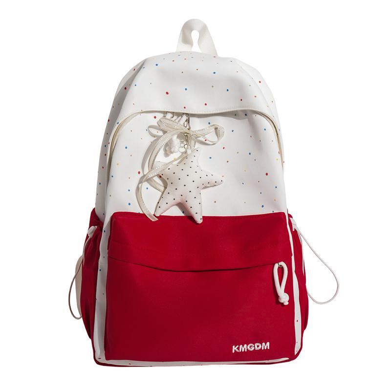 Color Block Student Schoolbag Contrast Color Women s Travel Lightweight Multi-Power Backpack