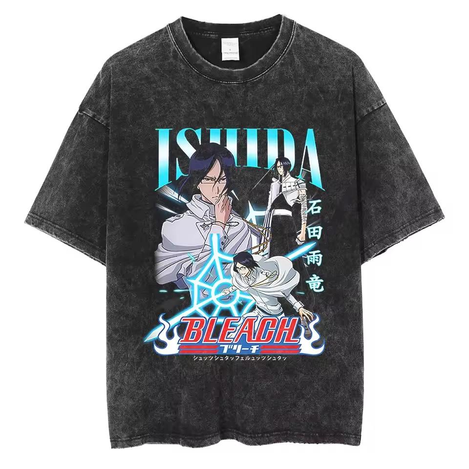 Japan Anime Bleach Zaraki Kenpachi Graphic Printed T Shirt Men Women Manga Tshirts Harajuku High Quality Washed Cotton T-shirt