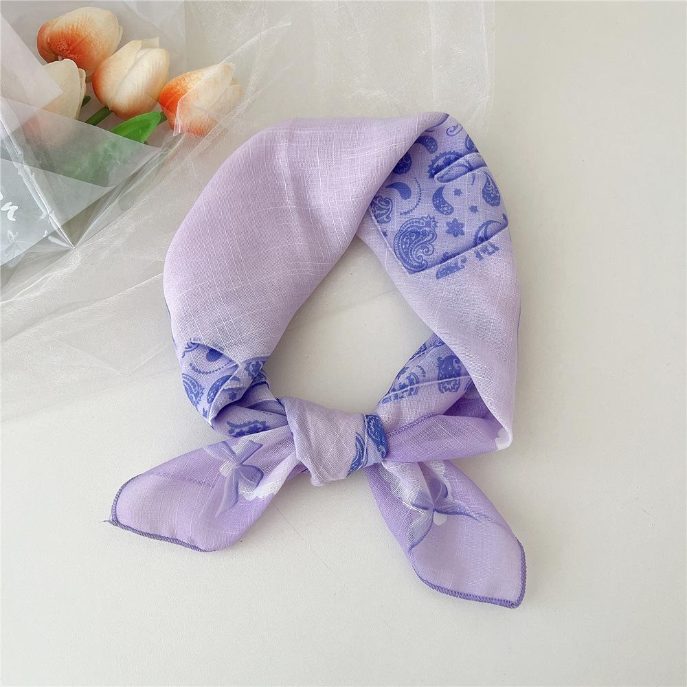 Eșarfă pătrată mică din bumbac și in Eșarfă din mătase Primăvară și toamnă pentru femei Stil nou artistic și versatilă la modă Esarfă cu bentiță cu temperament