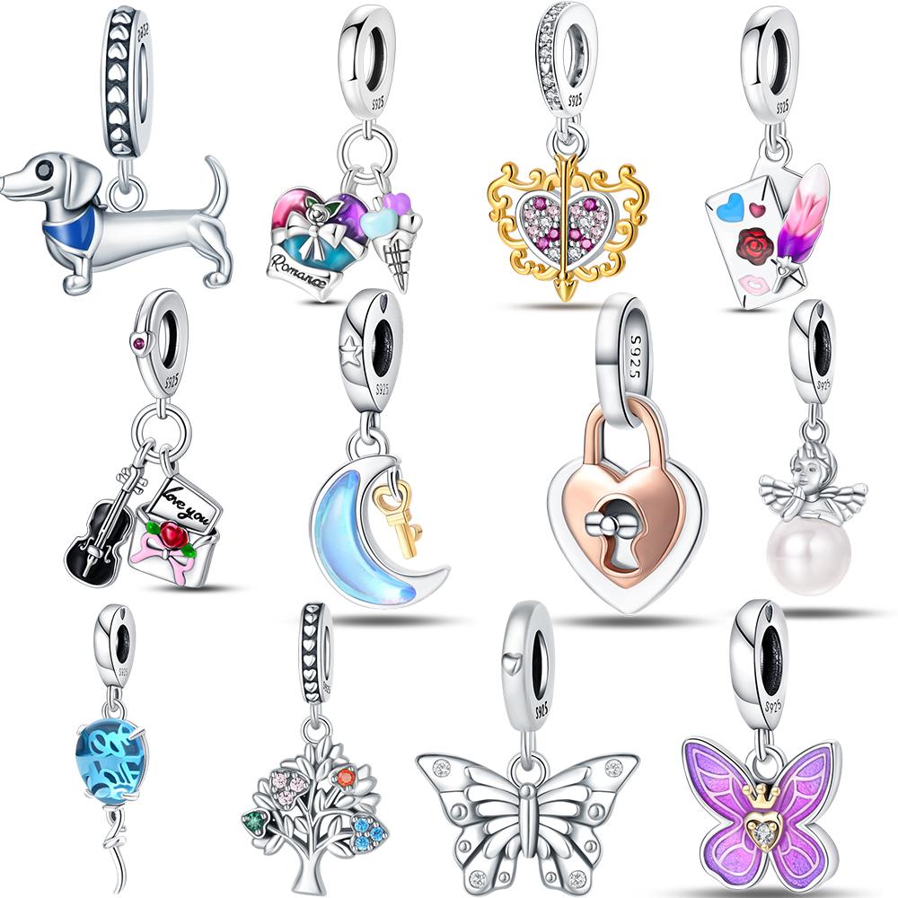 100% Copper Charms Pendants Fit Original Bracelet Diy Beads Dog Love Letter Cupid Love Lock Angel Butterfly