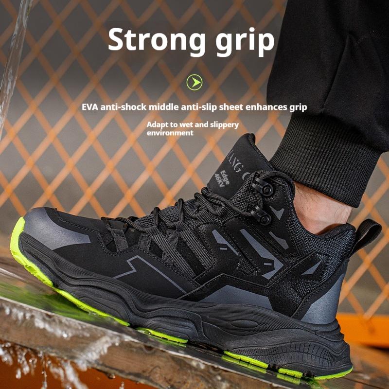 Indestructible Men's Work Boots - Steel Toe Anti-Smash Safety Shoes, Lightweight Slip Resistant & Breathable Hiking Sneakers