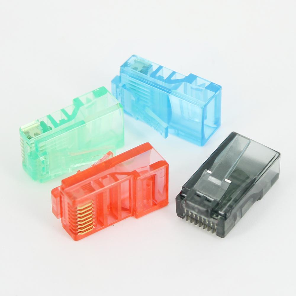 50/100PCS RJ45 Ethernet Cables Module Plug Network Connector RJ-45 Crystal Heads Cat5 Color Cat5e Gold Plated Cable