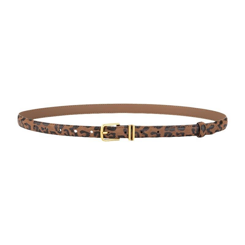 Genuine Leather Belt for Women's Personalized Leopard Leather Pattern Alloy Pin Buckle Trendy and Fashionable Versatile Pants