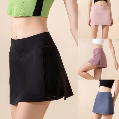 Tennis Short Skirt Breathable Rear Flank Split Skirts Women Sports Golf Pleated Skirt Casual High Waist Skirts Double-deck Skirt With Pockets