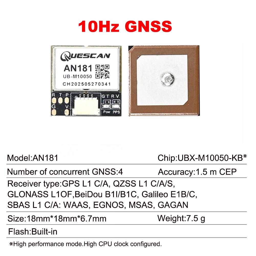 

QUESCAN 18mm M10 GPS GNSS Module with Compass 25Hz GPS Galileo GLONASS BeiDou FPV Racing Car Drone Flight Controller GPS M10050 AN181
