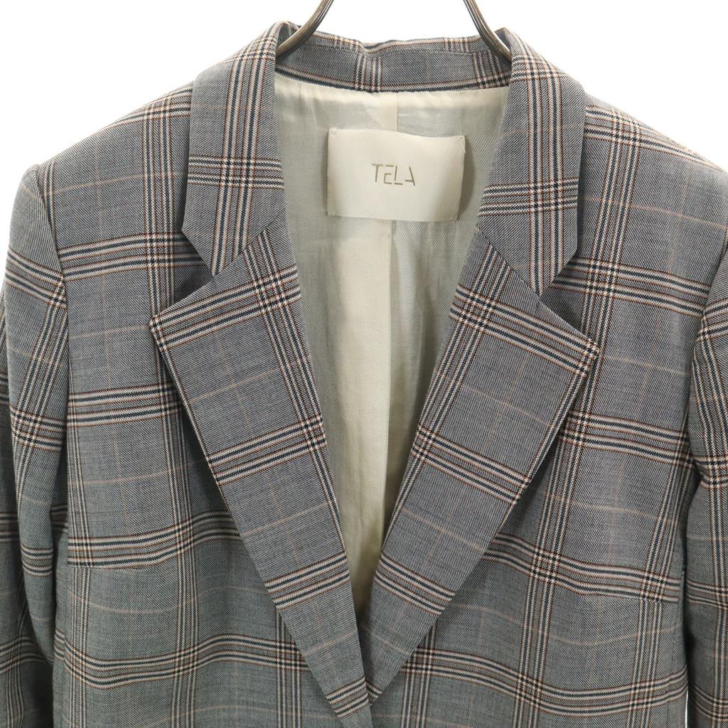 TELA made in Italy Check Pattern Jacket S gray Women Used