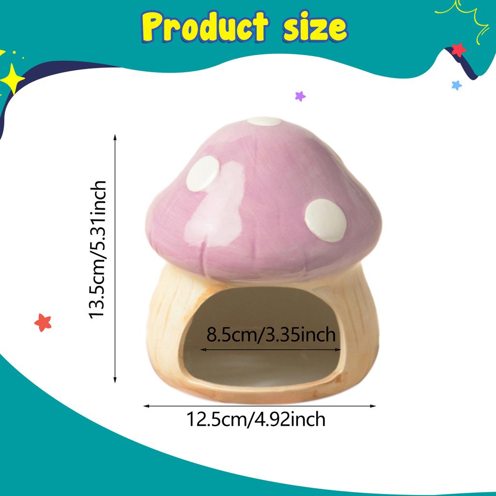 Ceramic Mushroom Shaped Hamster House Cartoon Guinea Pig Sleeping Nest for Chinchilla Hedgehog Rat Small Animals Supplies
