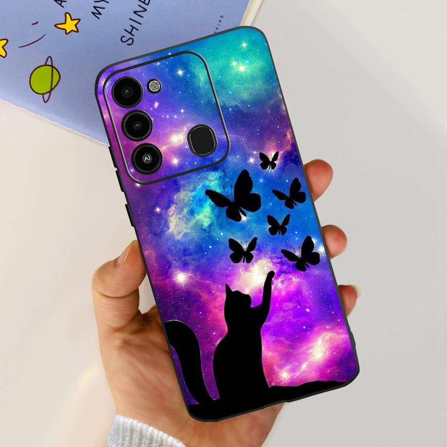 For Tecno Spark 8C 2022 Back Case Soft Silicone Bumper Flower Butterfly Print Phone Coque Capa For Tecno KG5k, KG5j, KG5n Cover