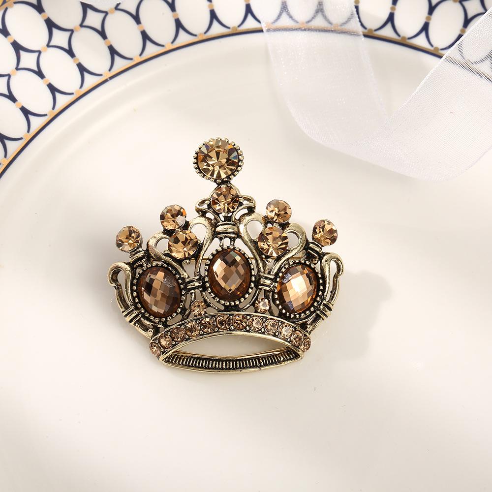 Crown Brooch Czech Diamond Temperament Dress Suit Shirt Button Collar Pin Lancet Pin Buckle