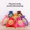 Drawstrings Bag Fu Word Embroidered Multipurpose Elegant Portable Gift Bags Artsy Pouches Wedding Christmas Household