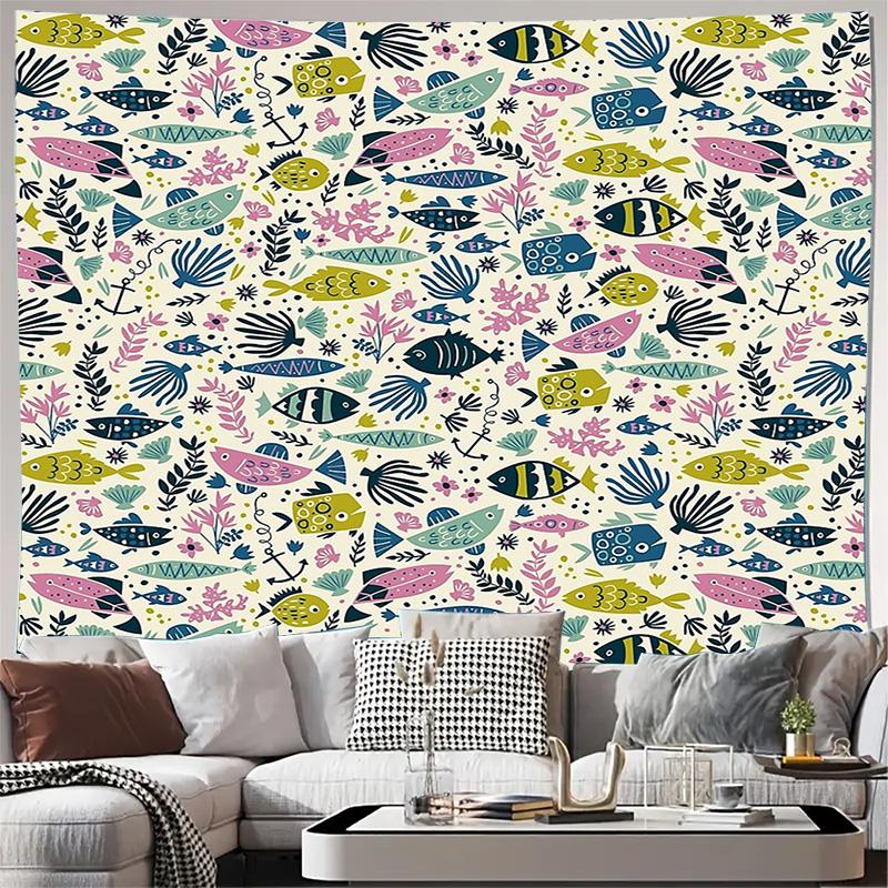 Без рамы Бохо Настенный Гобелен Эстетичный Декор Комнаты Природа Цветочный Растительный Узор Настенное Панно Декор Комнаты в Общежитии Пляжная Тема Фон V 74x94cm(29x37in)