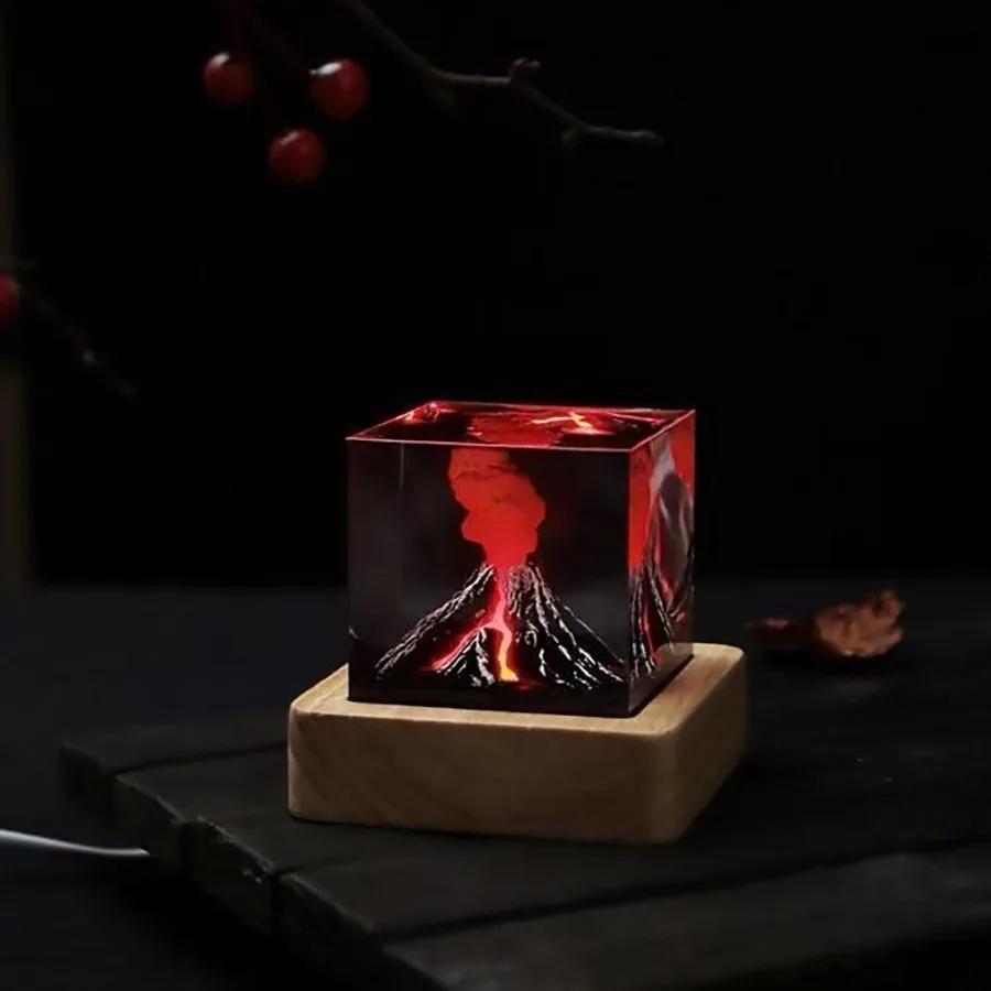 Volcano Mushroom Cloud Lamp Resin Lamp Living Room Room Decoration 3D Night Light Rechargeable Christmas Party Gift Ornament