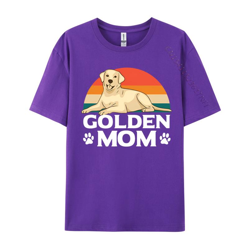Golden Mom Labrador Retriever Vintage Tshirt Black Tops Shirts New Design Cool Cotton Male Top Tshirts Cosie