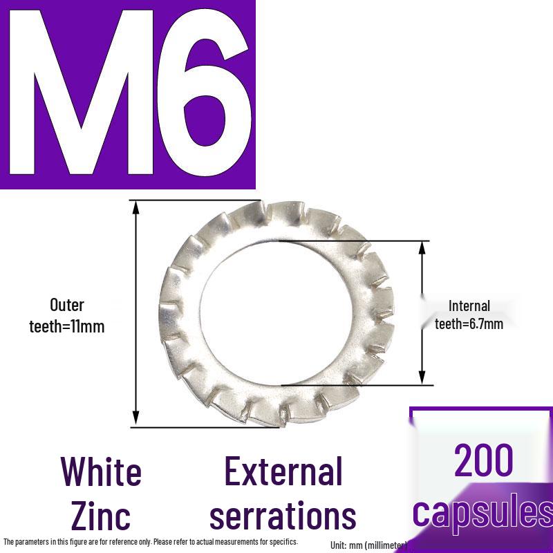 304 Stainless Steel External & Internal Tooth Lock Washer, Anti-Slip, Anti-Loosening, Size M6-M30