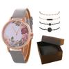 Stylish And Simple Rose Face Leather Belt Watch Female Pu Belt Quartz Lady Watch Watch Bracelet Set Female