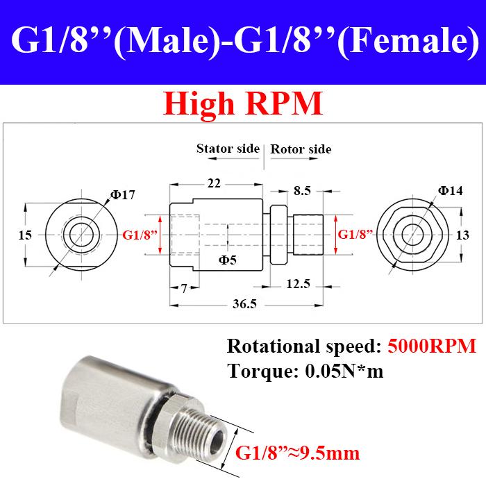 304 Stainless Steel Single Channel Connector 360° Rotating Universal Pneumatic Rotary Joint Male Thread Anti-Winding
