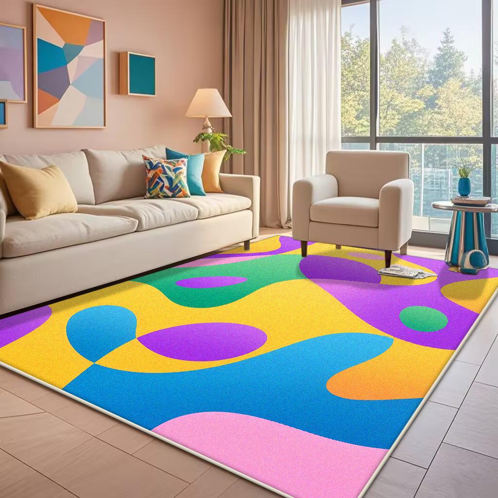 Abstract Color Living Room Carpet Modern Luxury Home Bedroom Bedside Mat Easy To Care Cloakroom Coffee Table Rug Tapis