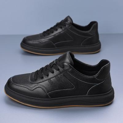 Men's Genuine Leather Casual Shoes Premium Top Grain White Sneakers Platform Sole Comfortable Durable Footwear Sneakers