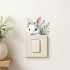 Yousheng Removable Plants Flower Switch Sticker, Decorative Green Leaf Floral Bunny Light Socket Decal, DIY Art Murals for Kids Girls Bedroom