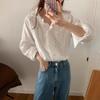 2026 Early Spring/Autumn Korean Inspired Hollow Out Embroidered Long Sleeve Women's Shirt