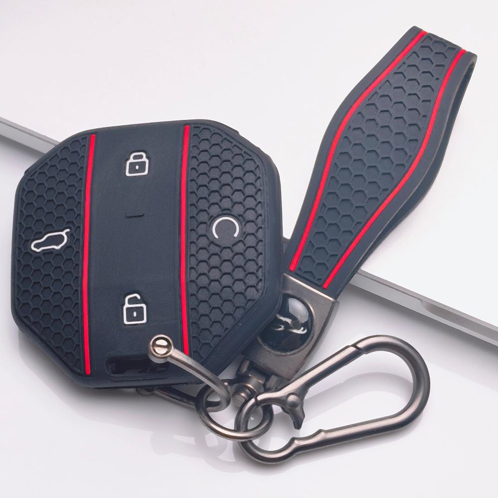 Силиконовый брелок-ремешок в виде пчелиных сот для Chery JETOUR Freedom Traveler Tiggo 7 Pro Arrizo 8 Текстура пчелиных сот гоночная полоса съемный держатель для ключей чёрный