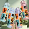 1PC Basketball Player Collage Print 750ml Color Plastic Sports Water Bottle Leakproof Flip Straw Lid Suitable for Sports Office Home Use