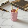 Luxury Desktop Storage Container 3D Printed Relief Pen Holder, European Retro Stationery Organizer for Makeup Brush Holder Pencils And Brushes,