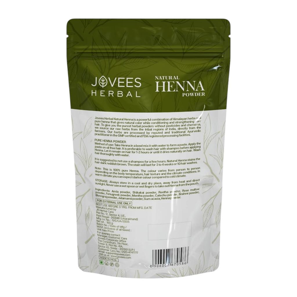 Jovees Herbal Mehandi Henna Powder With Amla Shikakai Brahmi For Hair Conditioning Repair & Hair Fall Control 150g