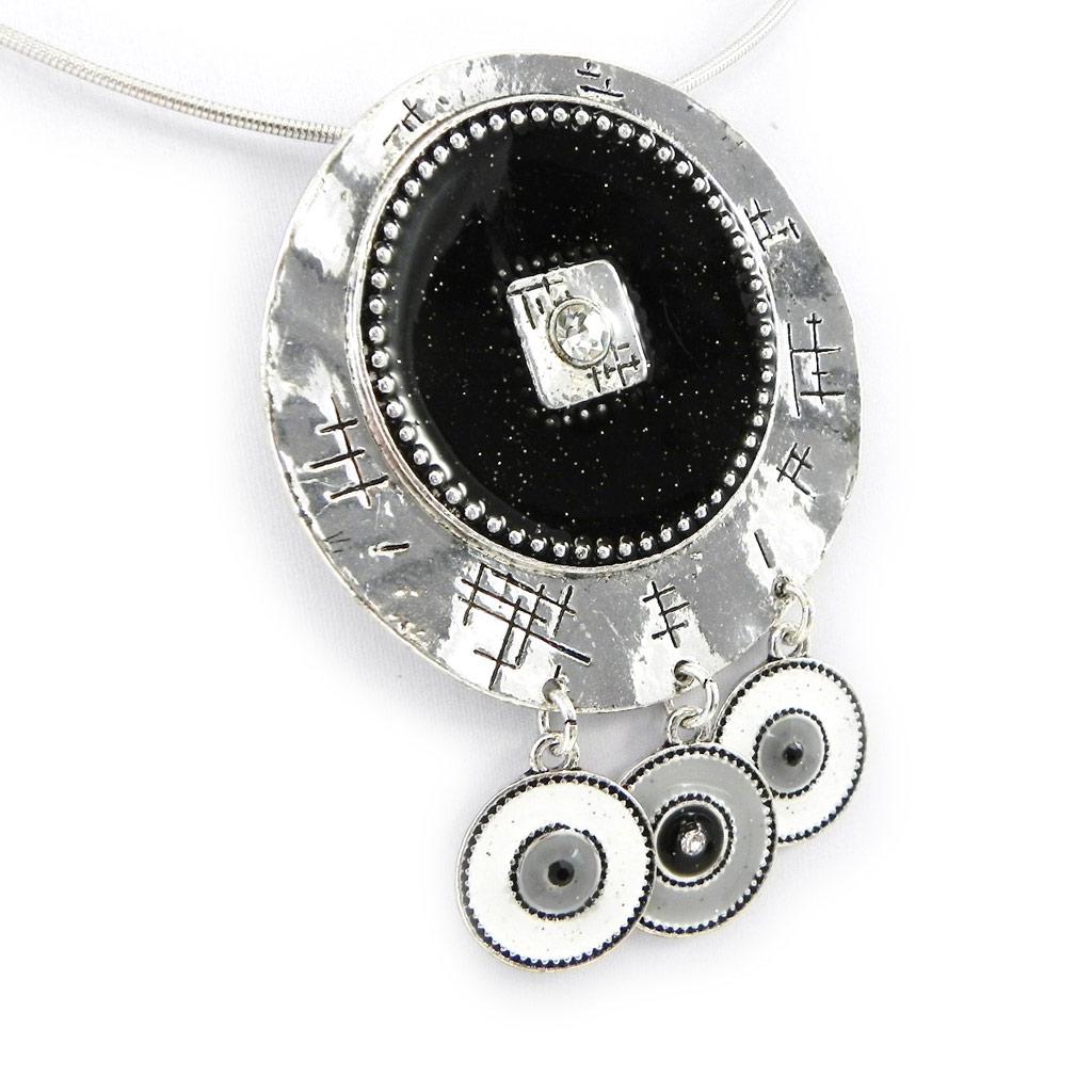 NOA [H2392] - Designer Necklace 'Milwaukee' Black White