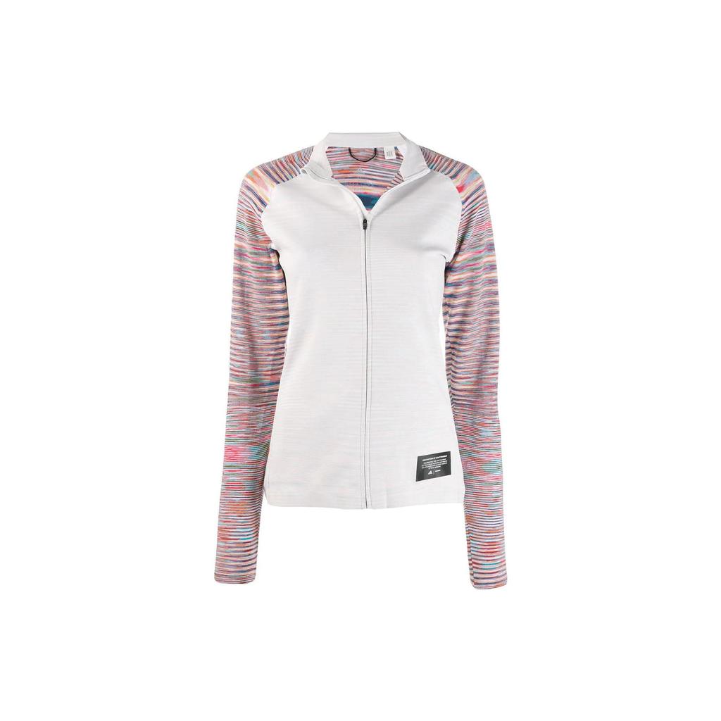 Adidas X Missoni Collaboration Vintage Sports Stand Collar Printed Zip Jacket Women Jacket Gray DS9326