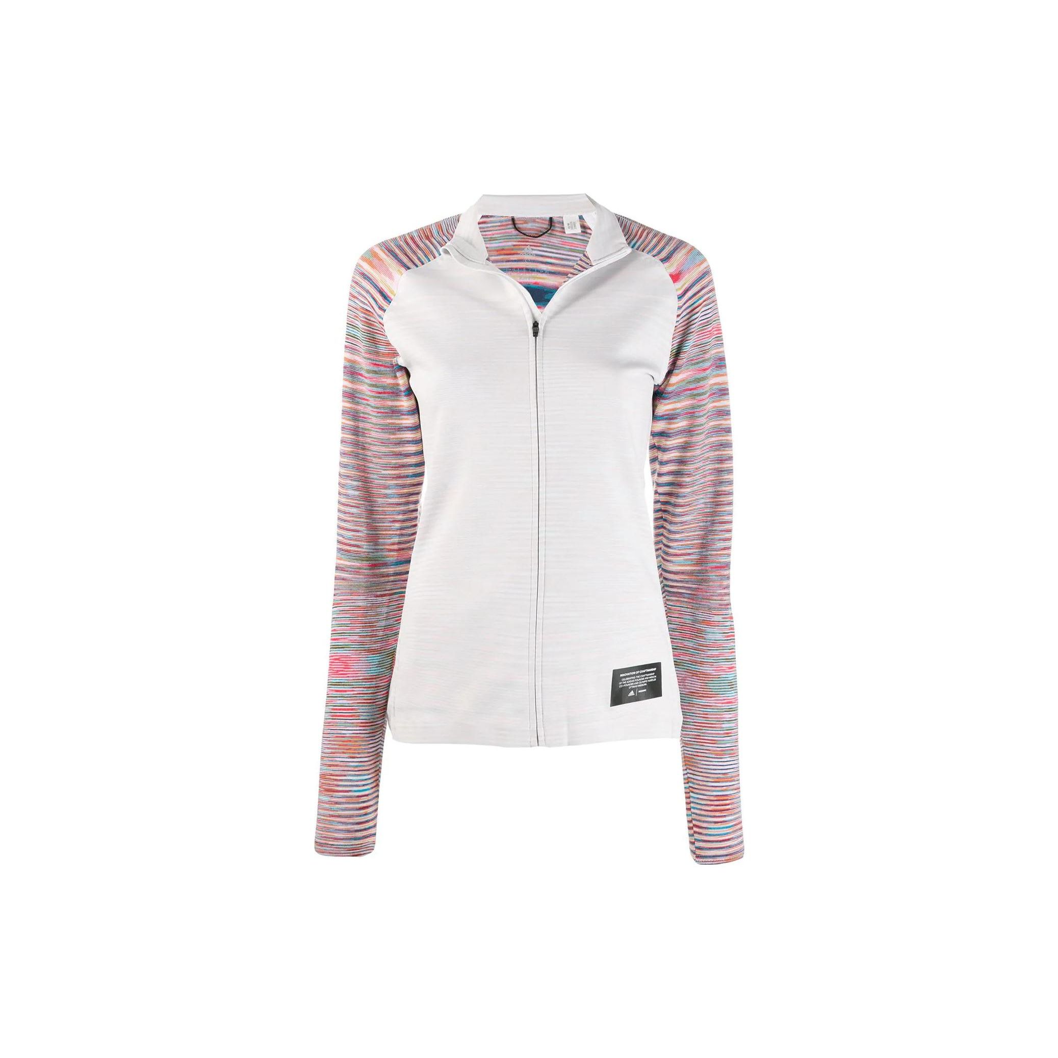 

Adidas X Missoni Collaboration Vintage Sports Stand Collar Printed Zip Jacket Women Jacket Grey DS9326 XXS