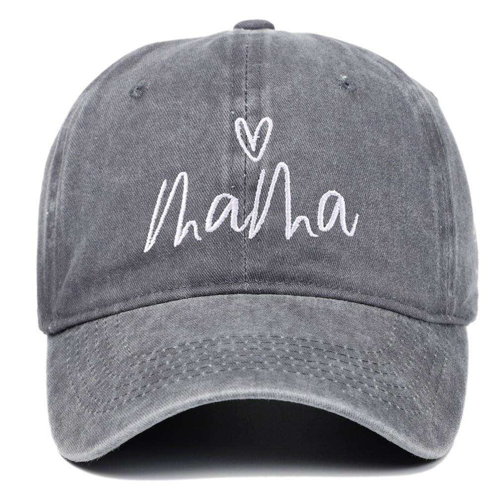Washed Cotton Mama Heart Embroidery Caps Adjustable Outdoor Sunscreen Hats Baseball Cap  Gifts