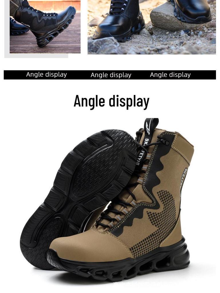 Men's Steel Toe Safety Shoes: High-Top, Ankle Support, Anti-Smash, Puncture-Resistant, Comfortable, Wear-Resistant